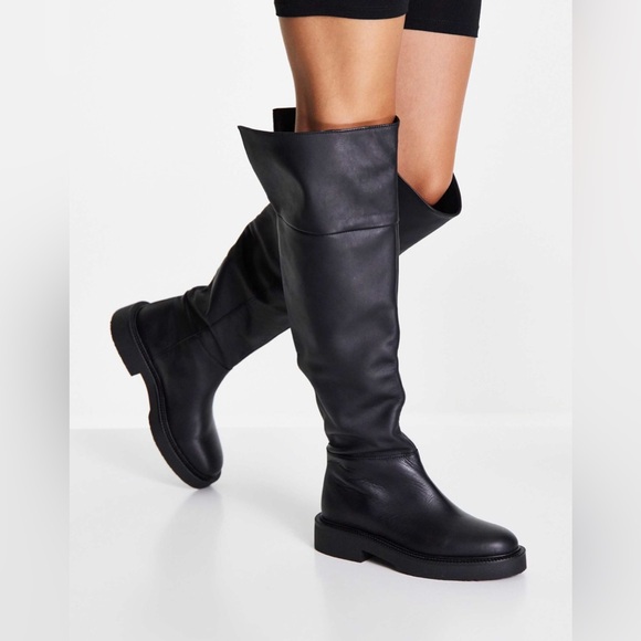 Mango Over the Knee Flat Boots in Black - Picture 5 of 15